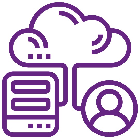 Kopf eines Menschen, Computer Server und Wolke