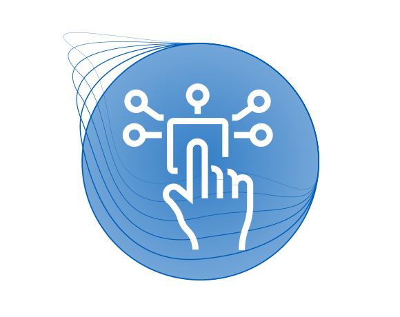 Icon hand zeigt auf Bildschirm