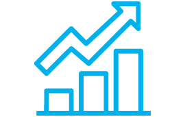 Icon mit Pfeil, der aufwärts zeigt über drei Balken hinweg.