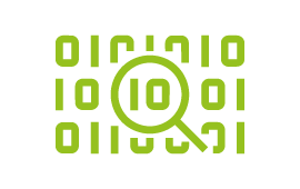 Icon mit Lupe, welche Daten anschaut