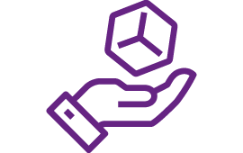 Icon einer Hand und eines Würfels