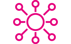 Icon Kreis verbunden mit kleinen Kreisen