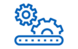Icon mit Zahnrädern und einem Förderband