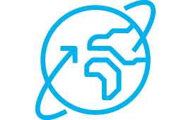 Icon Globus mit einem Pfeil rundherum