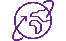 Icon mit Globus und Pfeil um den Globus