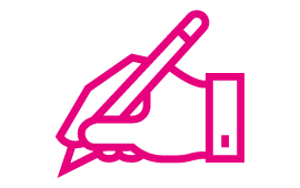 Icon Hand mit Stift am Schreiben