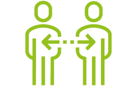 Icon mit zwei Strichmännchen, welche sich austauschen
