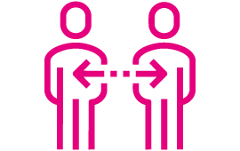 Icon von zwei Menschen, welche sich austauschen