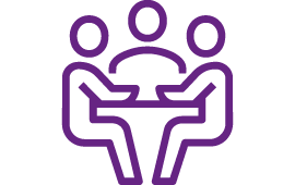 icon drei Männchen am Tisch sitzend