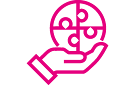 Icon von Hand, welche eine Kugel hält