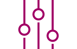 Icon drei vertikale Linien mit je einem Kreis auf unterschiedlicher Höhe