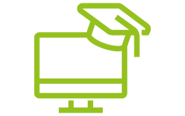 Icon mit Computerbildschirm und einem Richterhut über der rechten Ecke des Bildschirms