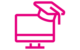 Icon von Computer mit Richterhut an der rechten oberen Ecke