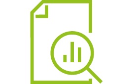 Icon mit Blatt Papier und einer Lupe, welche nach Daten sucht