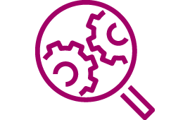 Icon Lupe mit Zahnräder