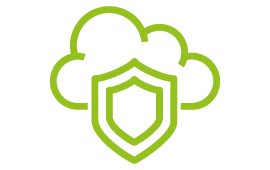 Icon mit einer Wolke und einem Schutzschild davor