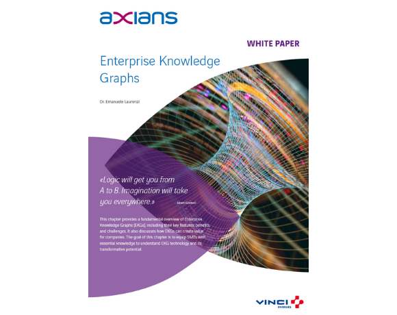Titelbild vom Whitepaper Enterprise Knowledge Graph mit dem Titel und einer Kurzbeschreibung in einer violetten Blüte